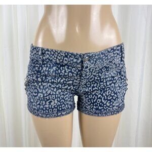 Women's Double Zero Cheetah Print & Stud Daisy Duke Jean Shorts Size Large